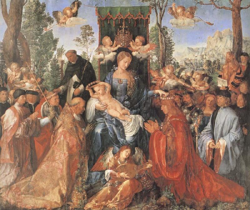 Albrecht Durer The Feast of the rose Garlands the virgen,the Infant Christ and St.Dominic distribut rose garlands Norge oil painting art
